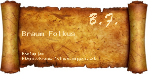 Braum Folkus névjegykártya
